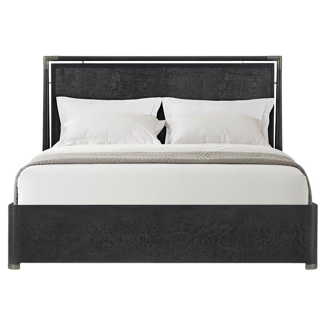 Black Mid Century Style Bed - California King