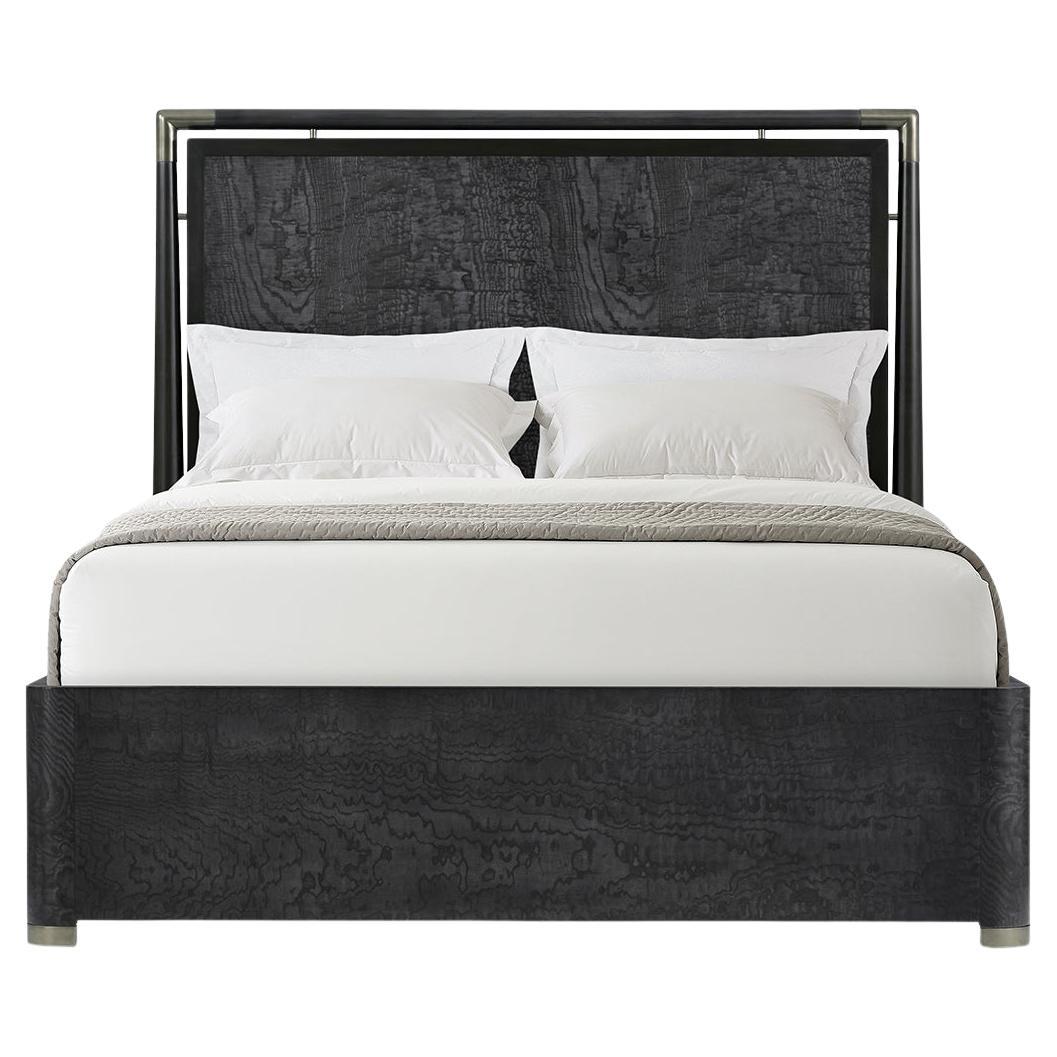 Black Mid Century Style Bed - Queen