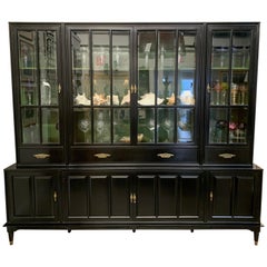 Vintage Black Midcentury Bookcase Display Cabinet Sideboard Union National, New York