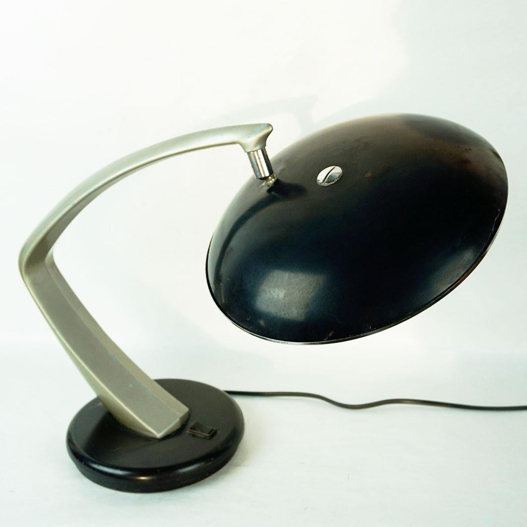 Steel Black Midcentury Desk Lamp Boomerang 64 by Fase Madrid Spain For Sale