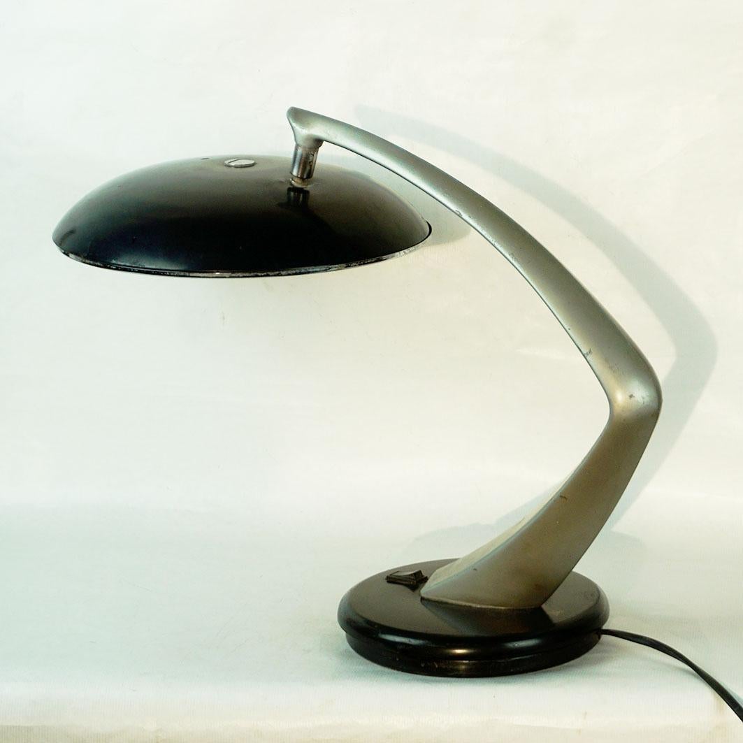 Black Midcentury Desk Lamp Boomerang 64 by Fase Madrid Spain For Sale 1