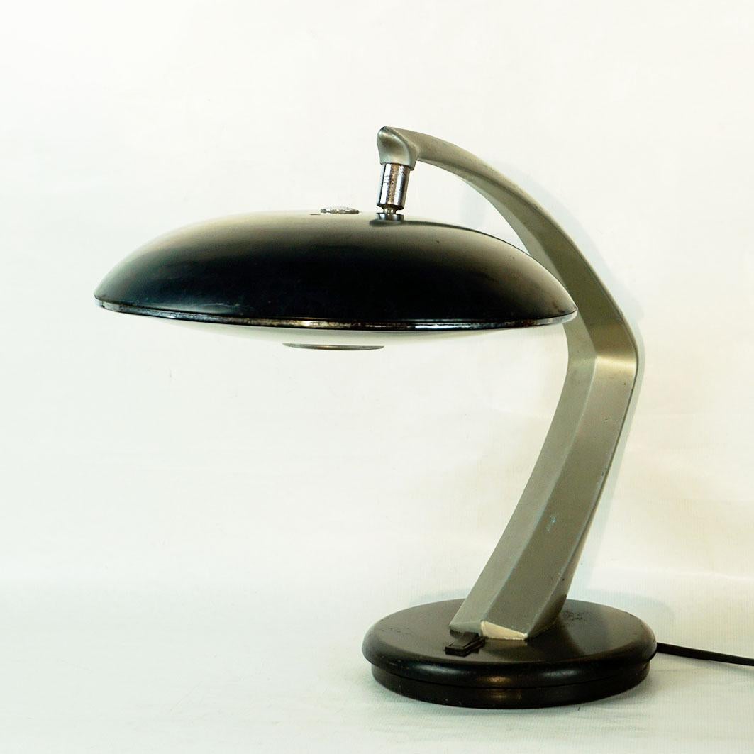 Black Midcentury Desk Lamp Boomerang 64 by Fase Madrid Spain In Good Condition For Sale In Vienna, AT