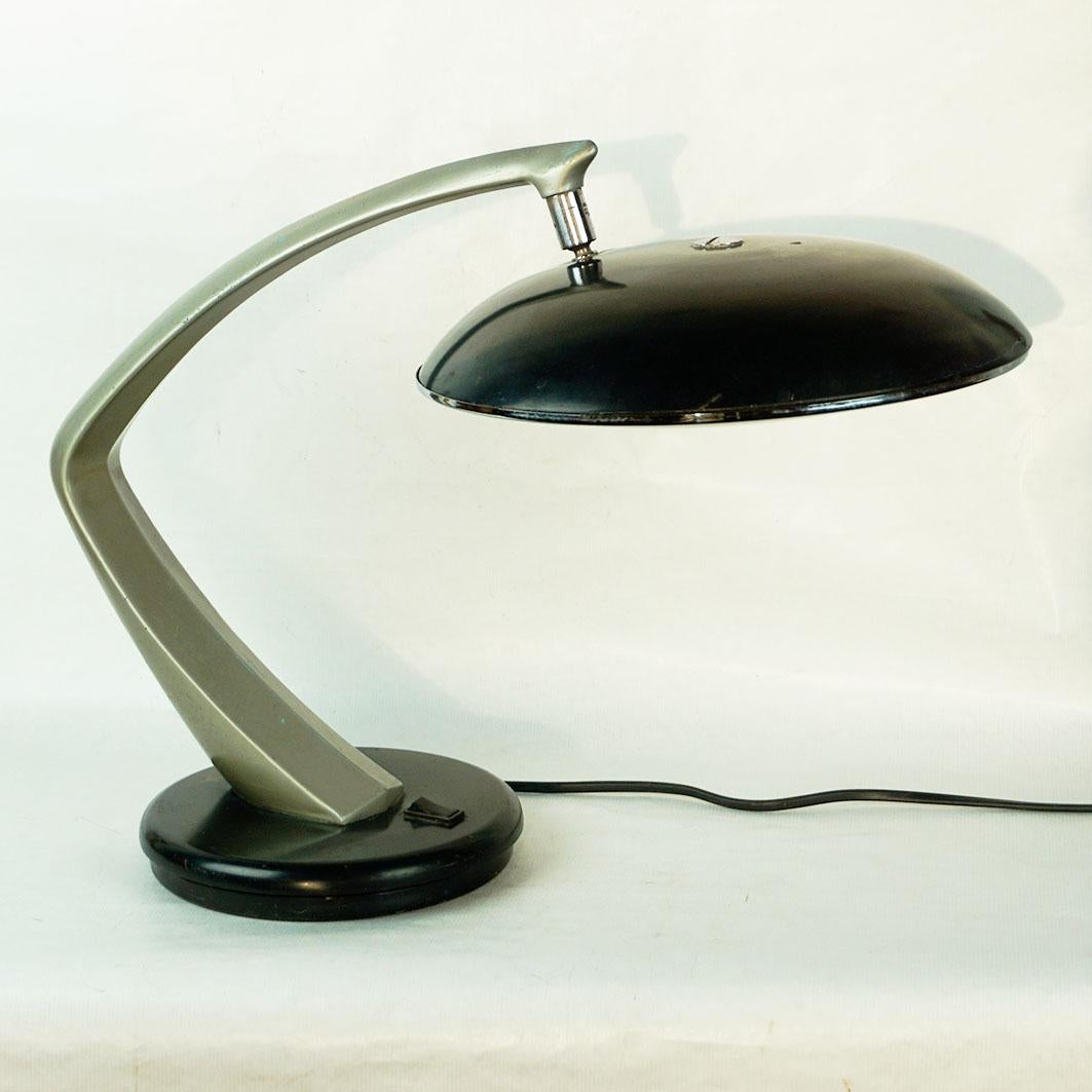 Mid-20th Century Black Midcentury Desk Lamp Boomerang 64 by Fase Madrid Spain For Sale