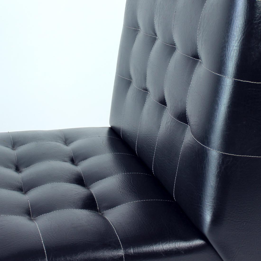 Faux Leather Black Midcentury Lounge Chair Bratislava by Jindrich Volak for Drevopodnik Holes For Sale