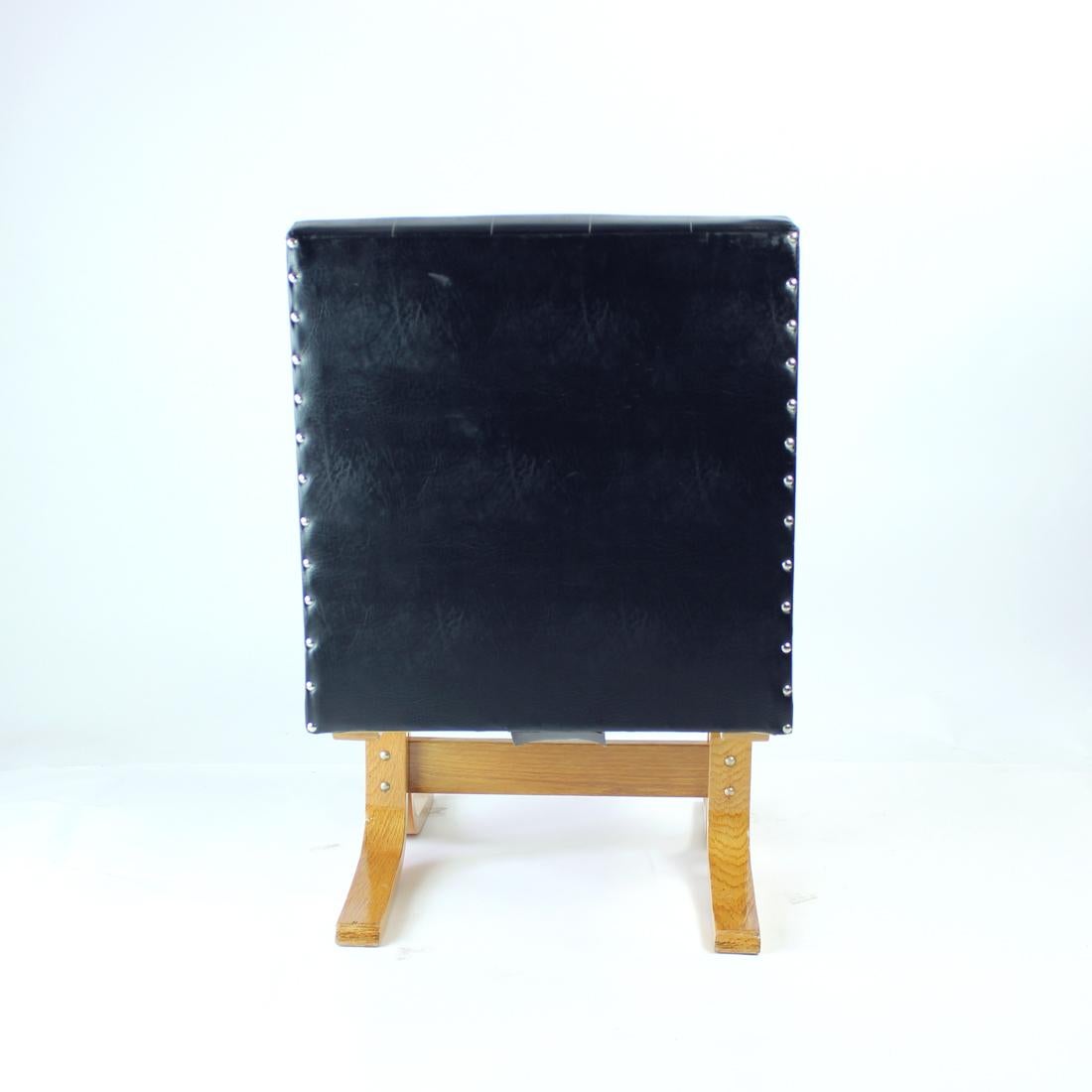 Black Midcentury Lounge Chair Bratislava by Jindrich Volak for Drevopodnik Holes For Sale 1