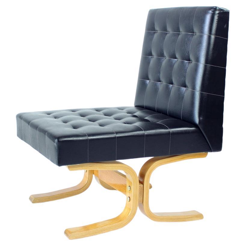 Black Midcentury Lounge Chair Bratislava by Jindrich Volak for Drevopodnik Holes For Sale