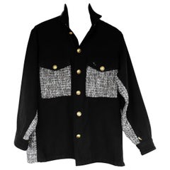 Black Military Jacket Gold Bottons Upcycled Vintage Sequin Tweed  J Dauphin