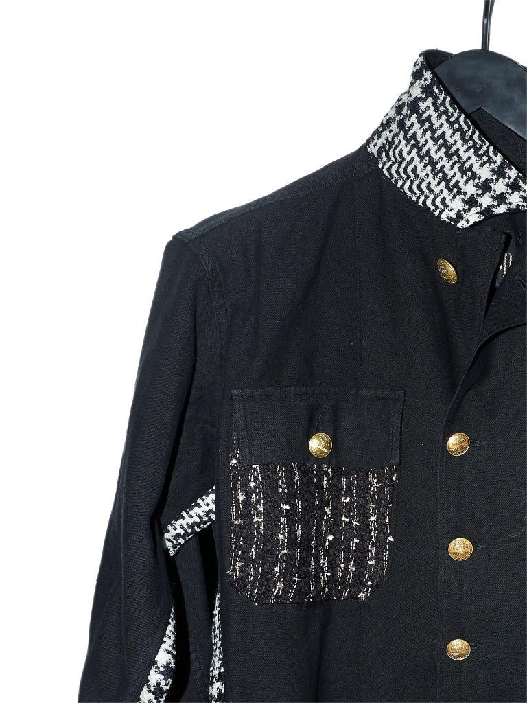 Black Military Jacket Gold Buttons Black Gold Tweed Black White Tweed J