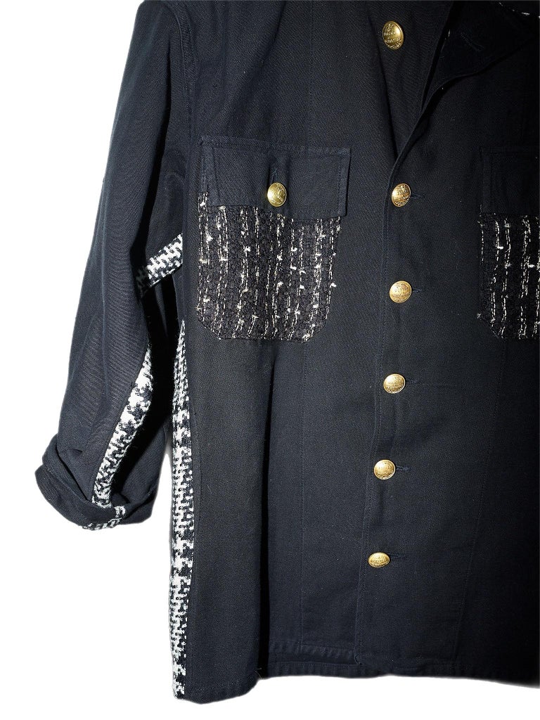 Black Military Jacket Gold Buttons Black Gold Tweed Black White Tweed J