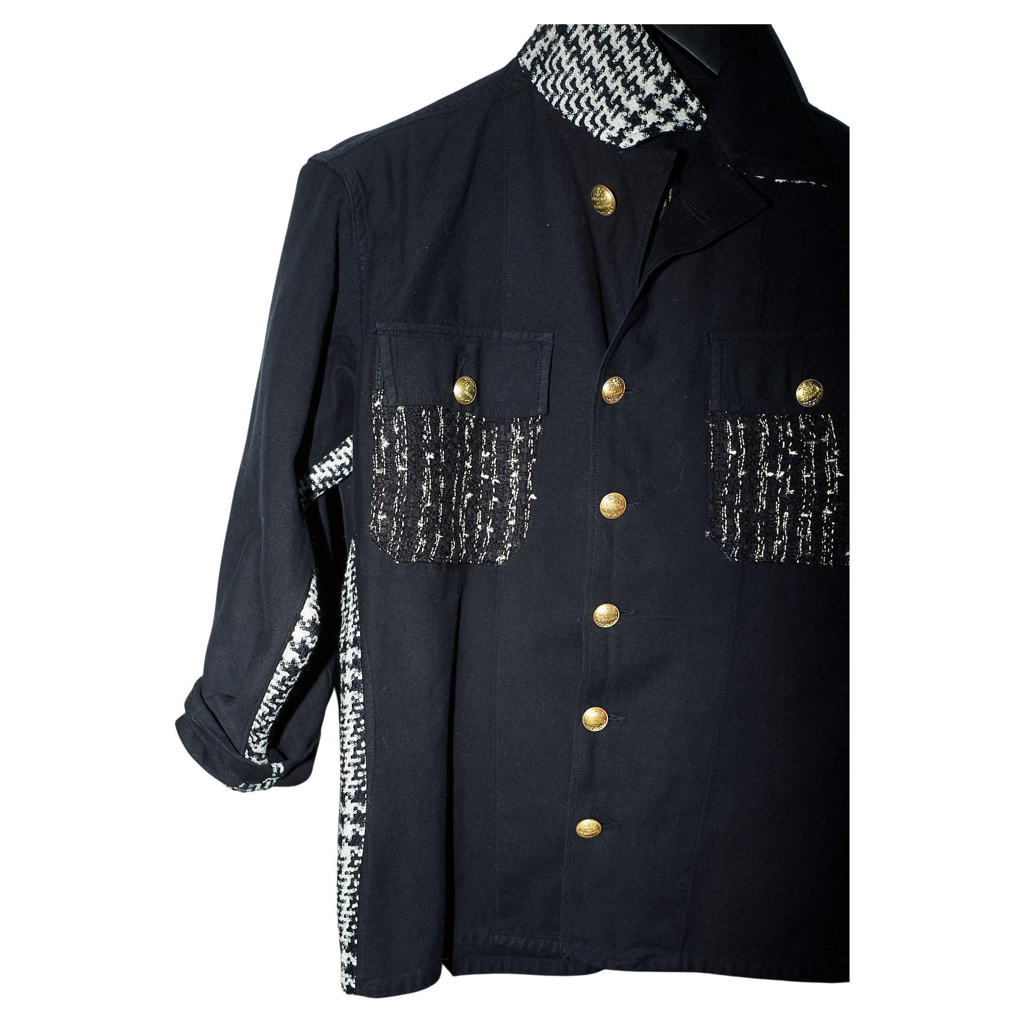 Black Military Jacket Gold Buttons Black Gold Tweed Black White Tweed J Dauphin 1