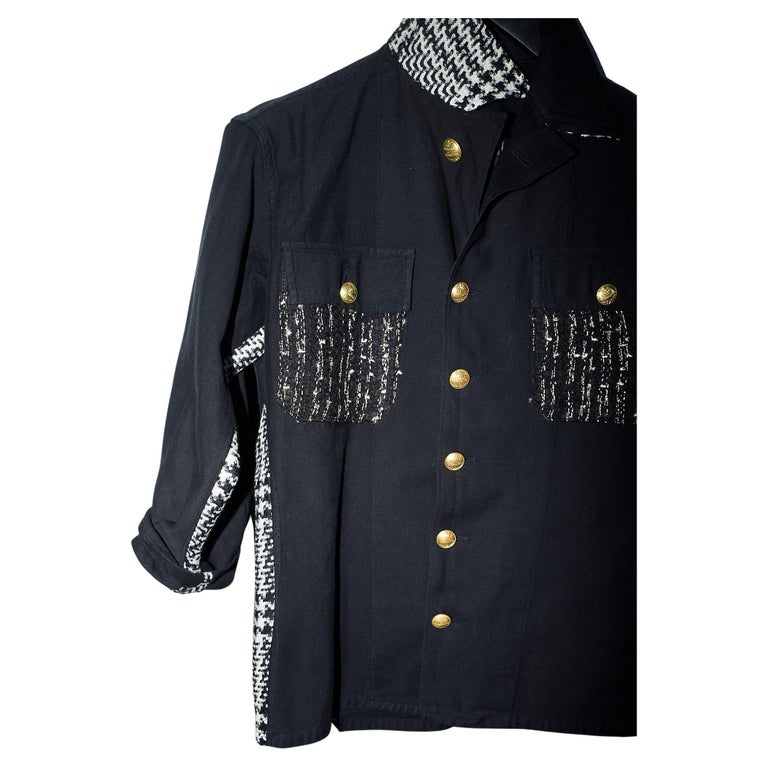 Black Military Jacket Gold Buttons Black Gold Tweed Black White Tweed J