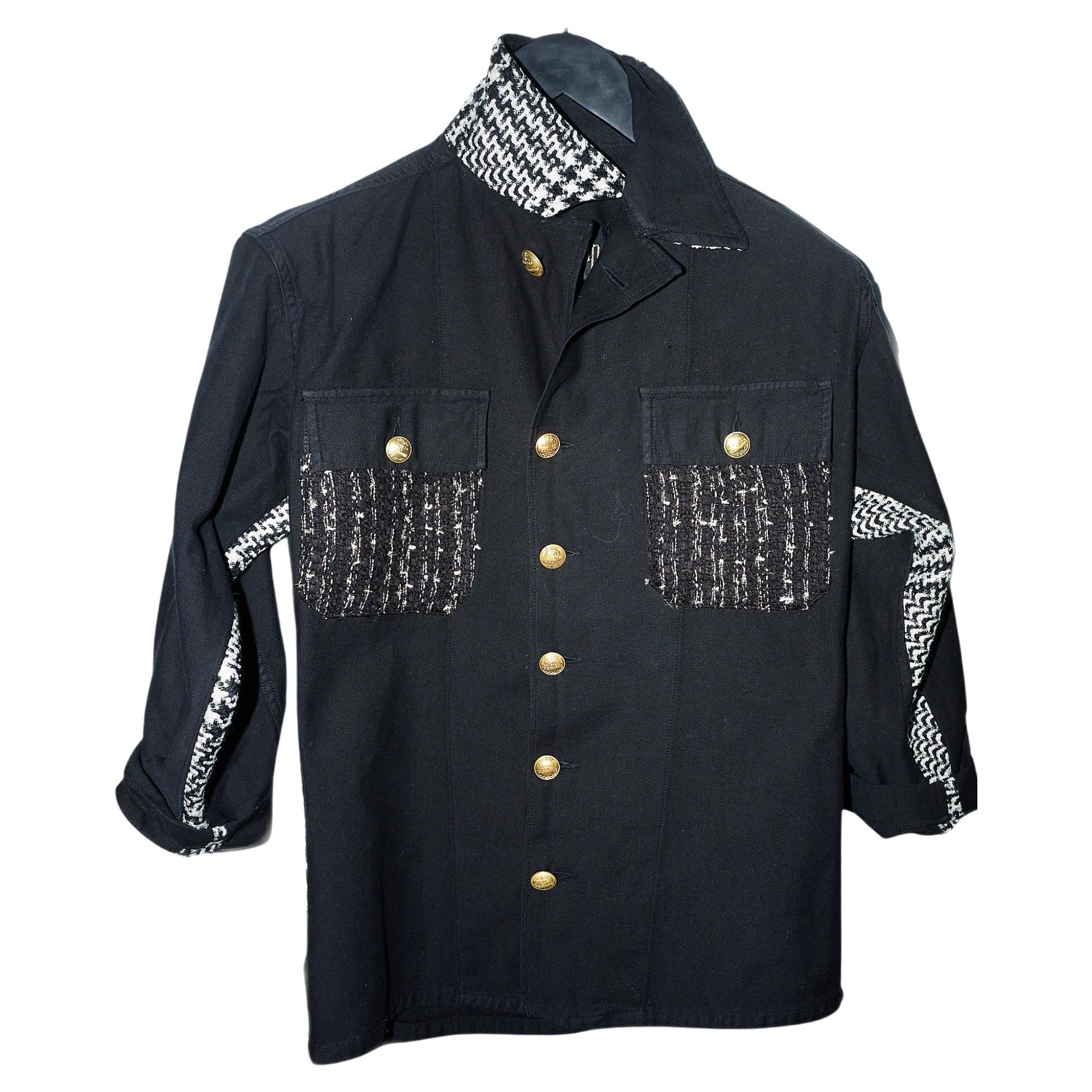 Black Military Jacket Gold Buttons Black Gold Tweed Black White Tweed J Dauphin 3