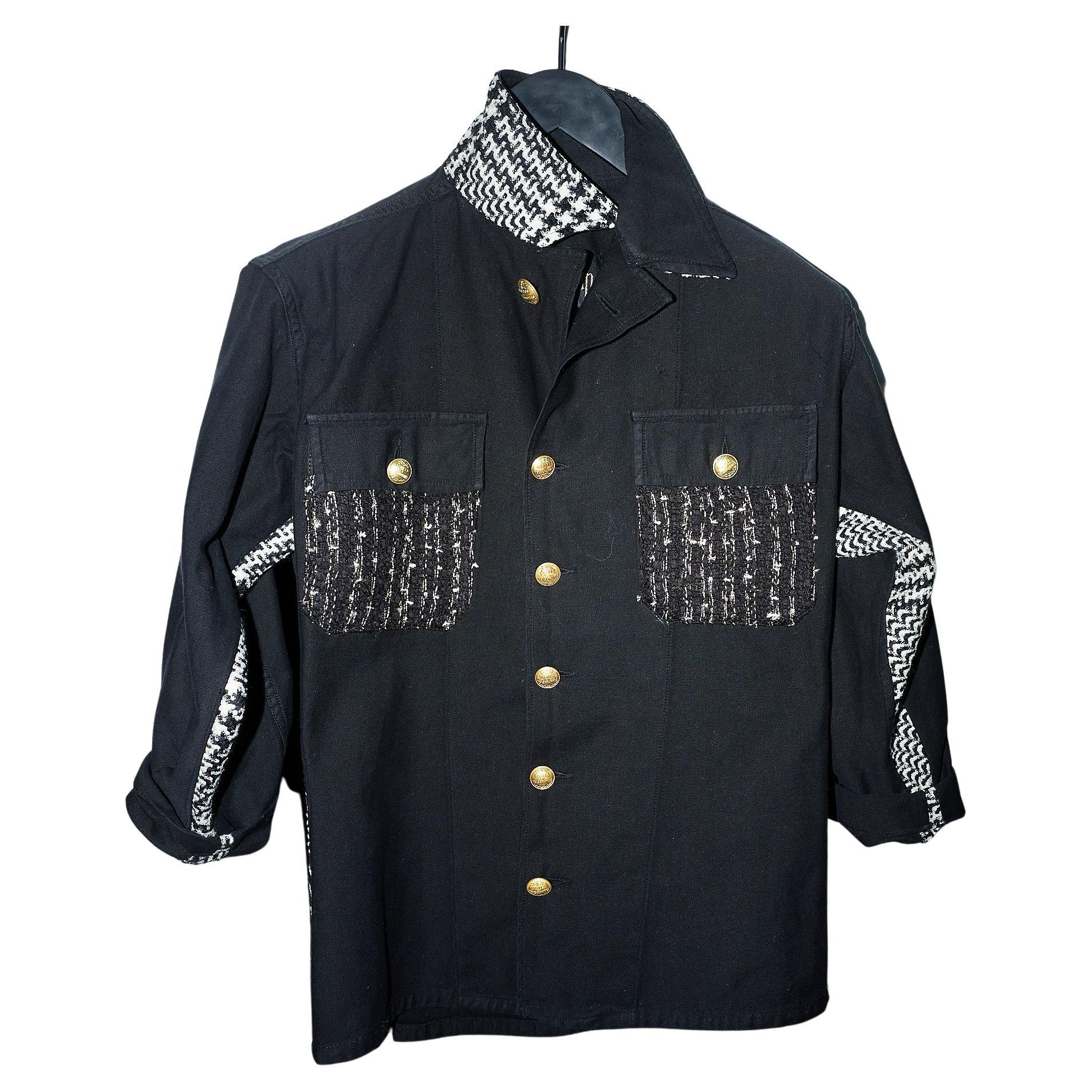 Black Military Jacket Gold Buttons Black Gold Tweed Black White Tweed J Dauphin