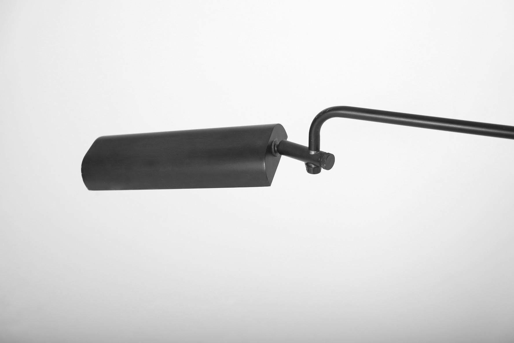 Post-Modern Black Minimalist Italian Adjustable Floor Lamp with Swiveling Arm For Sale