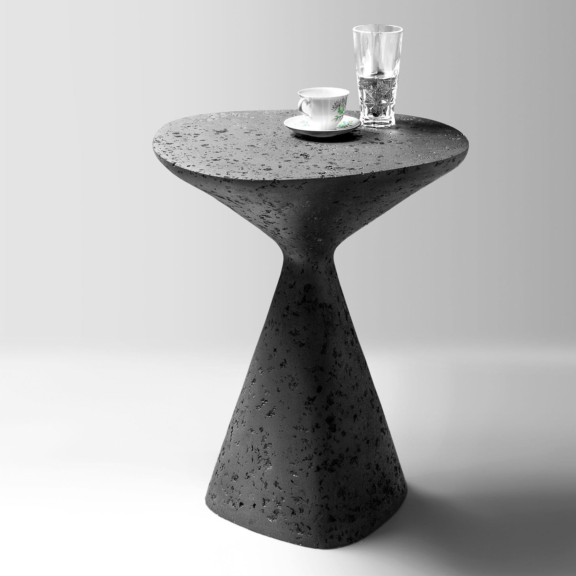 Brutalist Black Matte Minimalist Side Table by Donatas Žukauskas For Sale