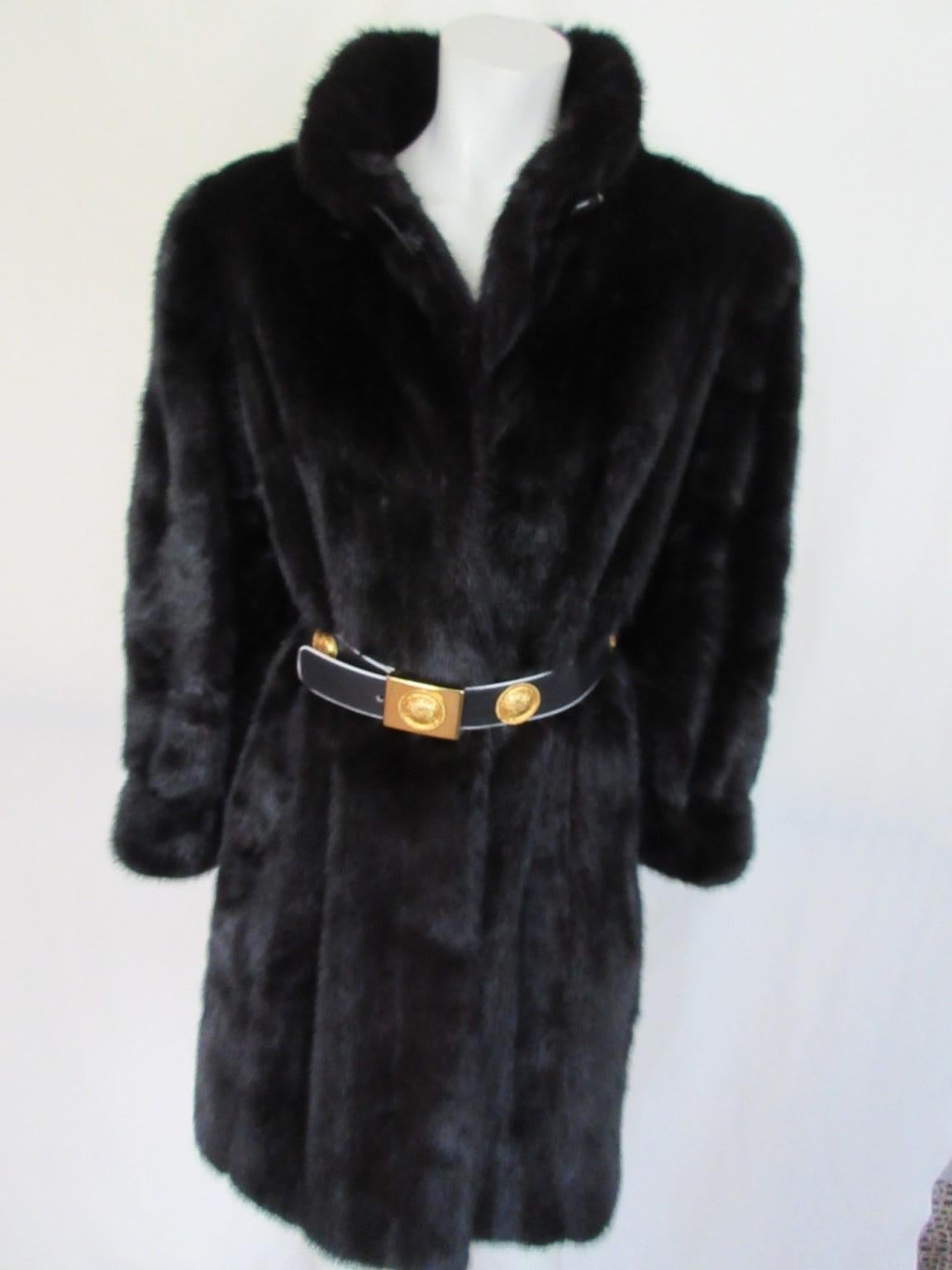 Black Mink Fur Coat For Sale 6