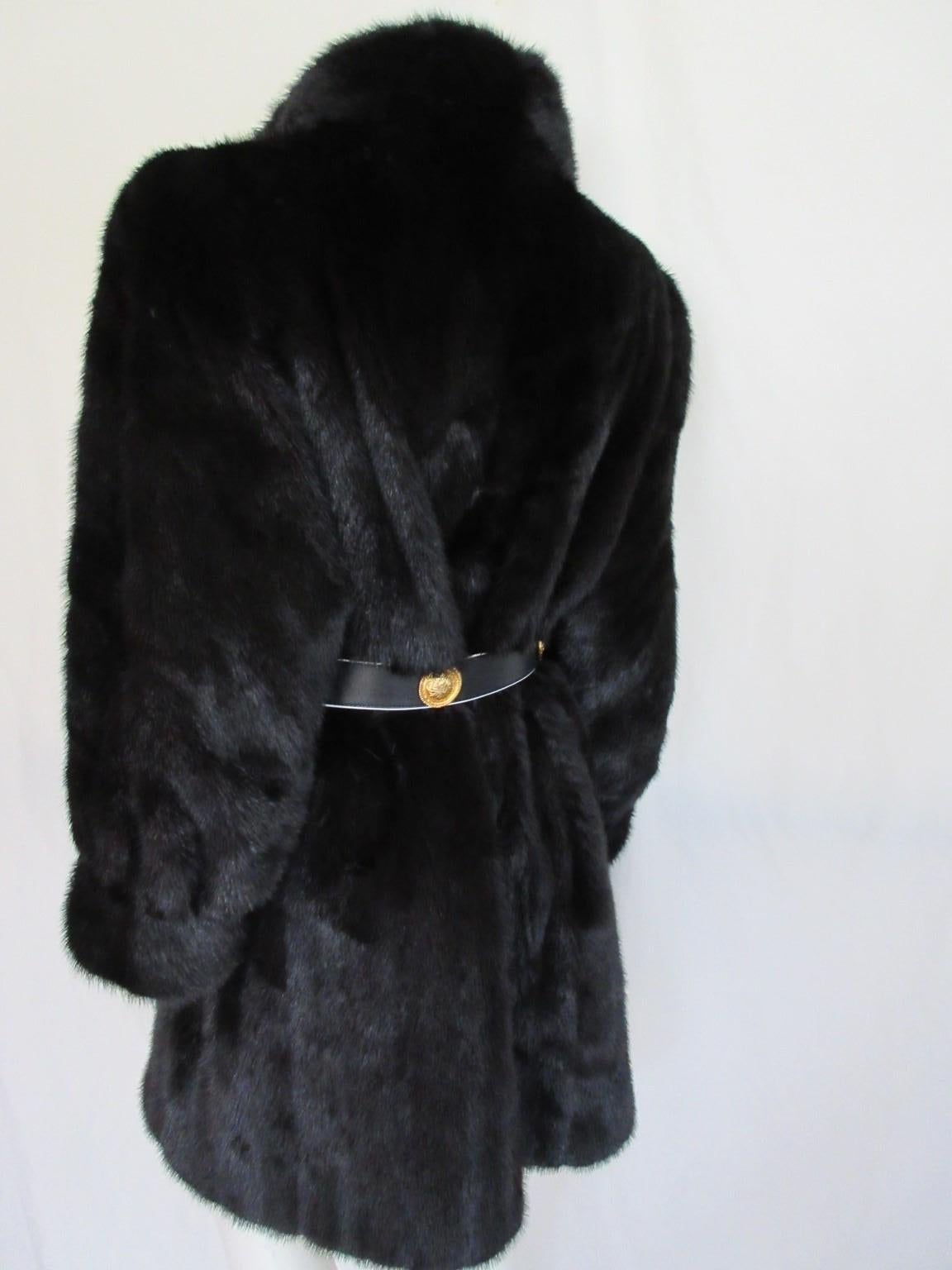 Women's or Men's Black Mink Fur Coat For Sale