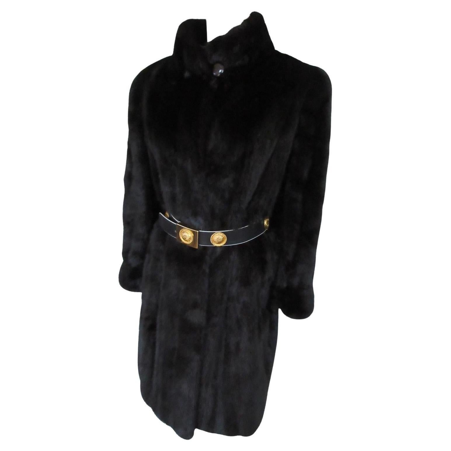 Black Mink Fur Coat For Sale