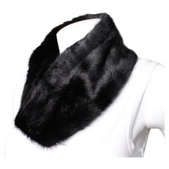 Black Mink Fur Infinity Cowl With Silk Lining circa Mid-Century