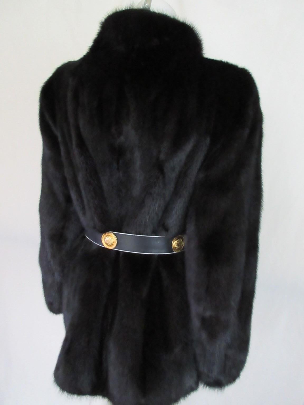 Black Mink Fur Jacket In Good Condition For Sale In Amsterdam, NL