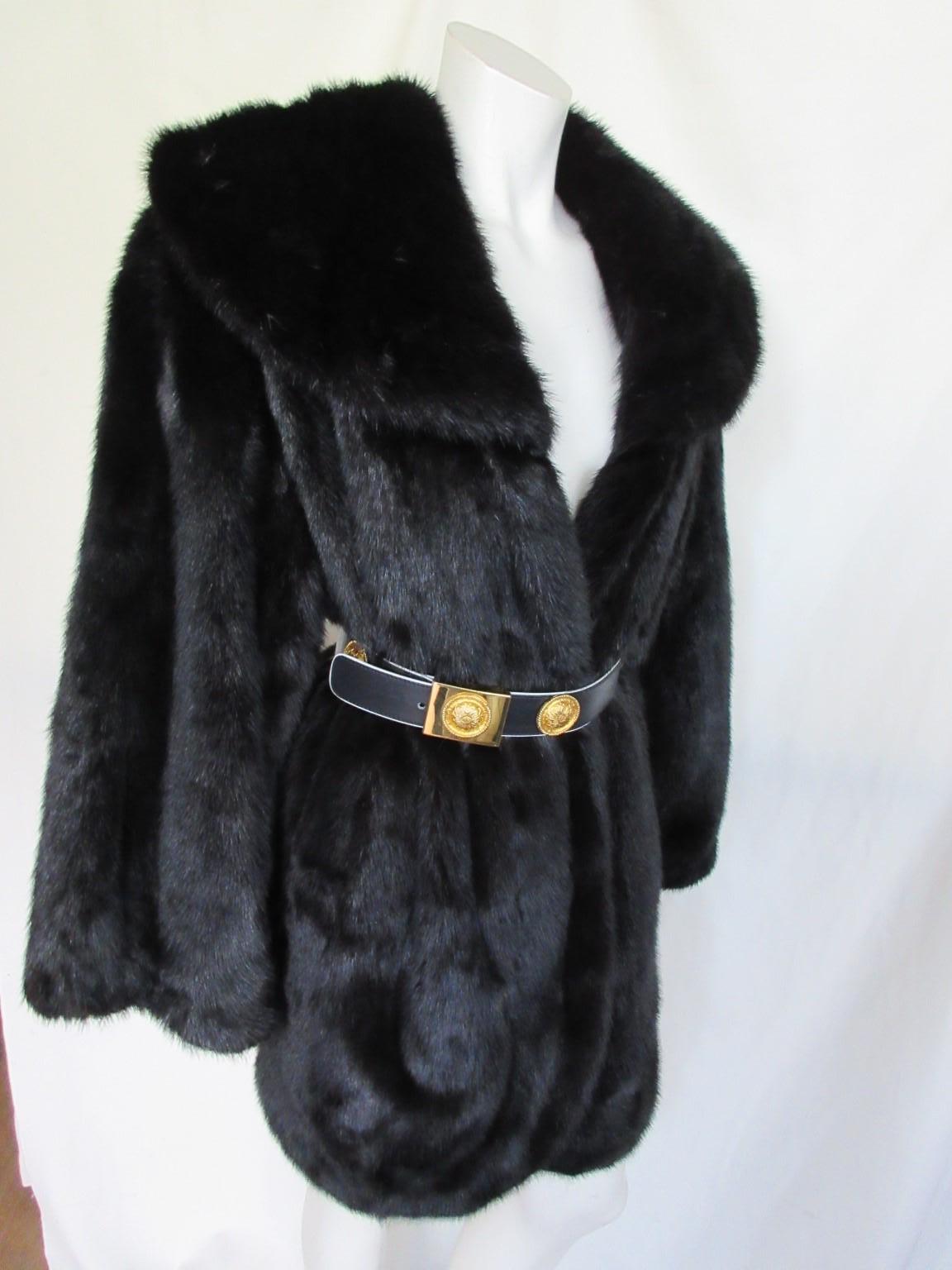 Black Mink Fur Opera Coat For Sale 6