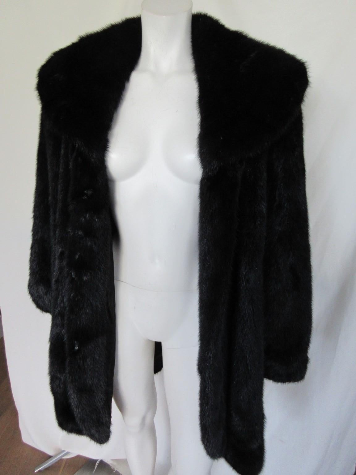 Black Mink Fur Opera Coat For Sale 7