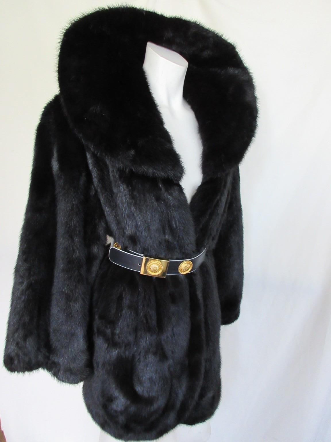 Black Mink Fur Opera Coat For Sale 8