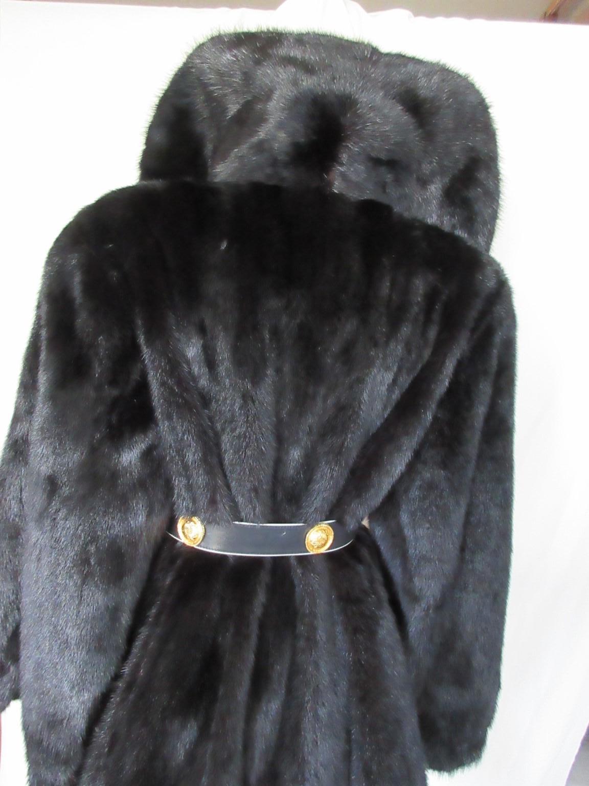 Women's or Men's Black Mink Fur Opera Coat For Sale