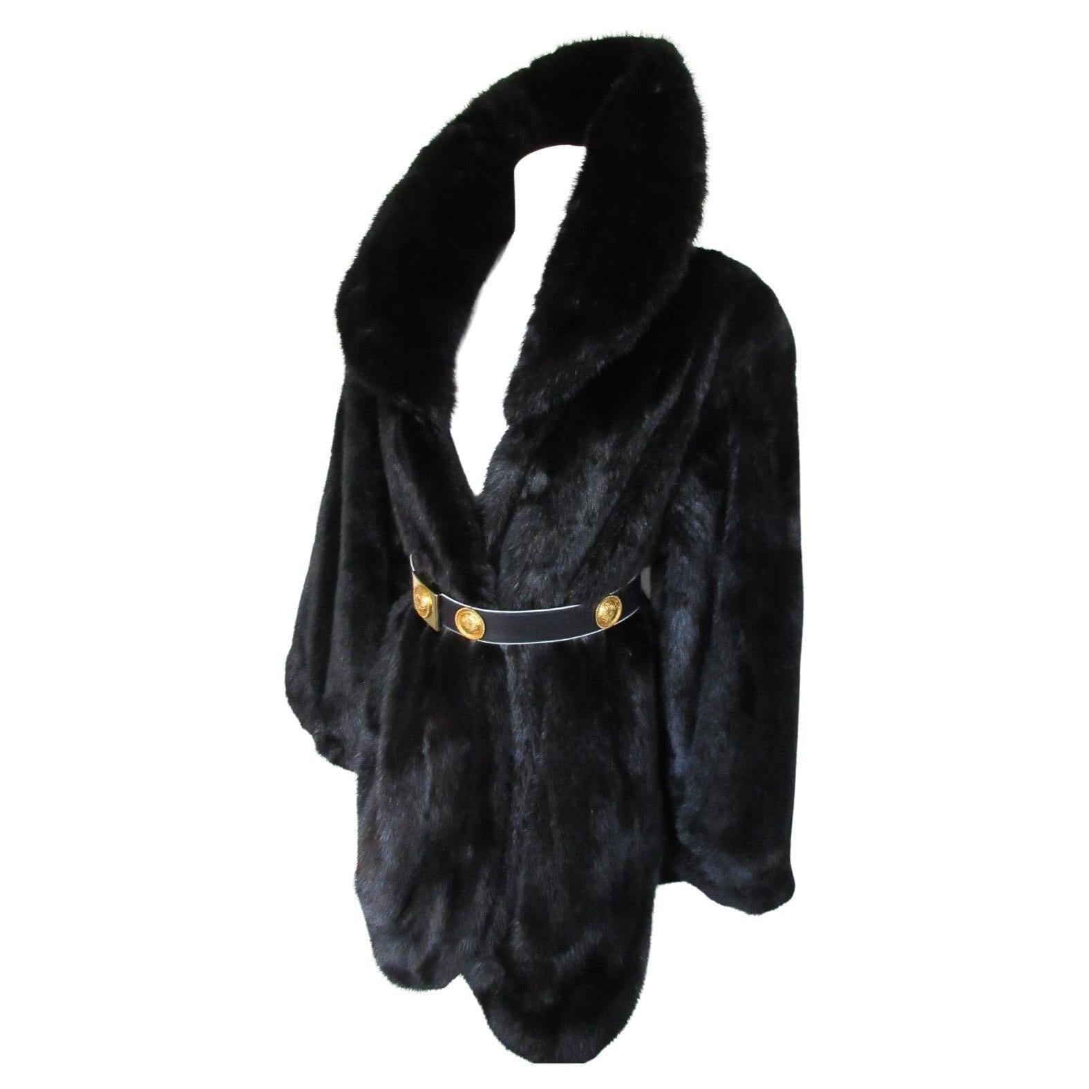 Black Mink Fur Opera Coat For Sale
