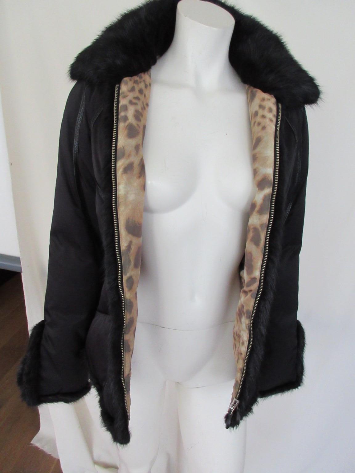 Black Mink Fur Trimmed SKI Jacket Small For Sale 4