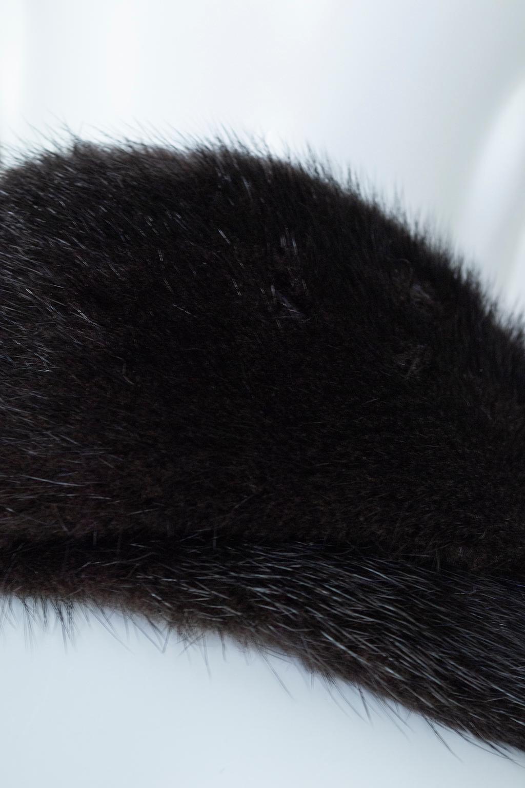 Ira Berg - Écharpe ou ceinture Boa en fourrure de vison noire et soie à franges - 162,5 cm, années 1950 en vente 5