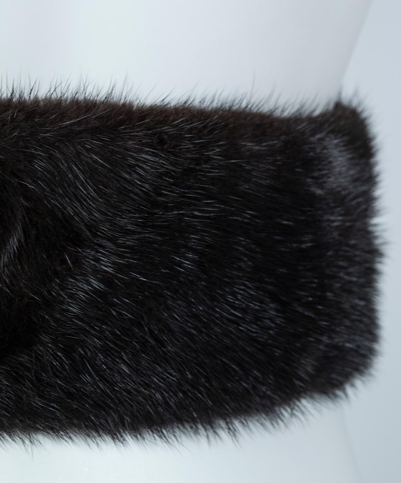 Ira Berg - Écharpe ou ceinture Boa en fourrure de vison noire et soie à franges - 162,5 cm, années 1950 en vente 6