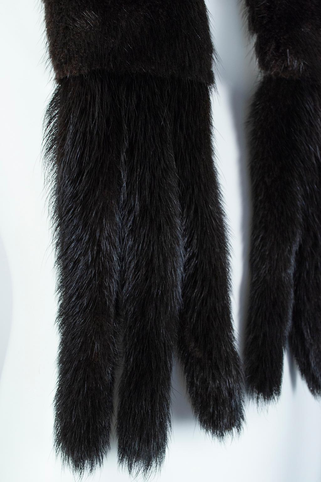 Ira Berg Silky Black Mink Fur Fringed Boa Scarf or Belt – 64