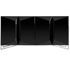 Black Mirrored Design Sideboard