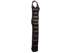 Black Missoni Striped Knit Sleeveless Maxi Dress