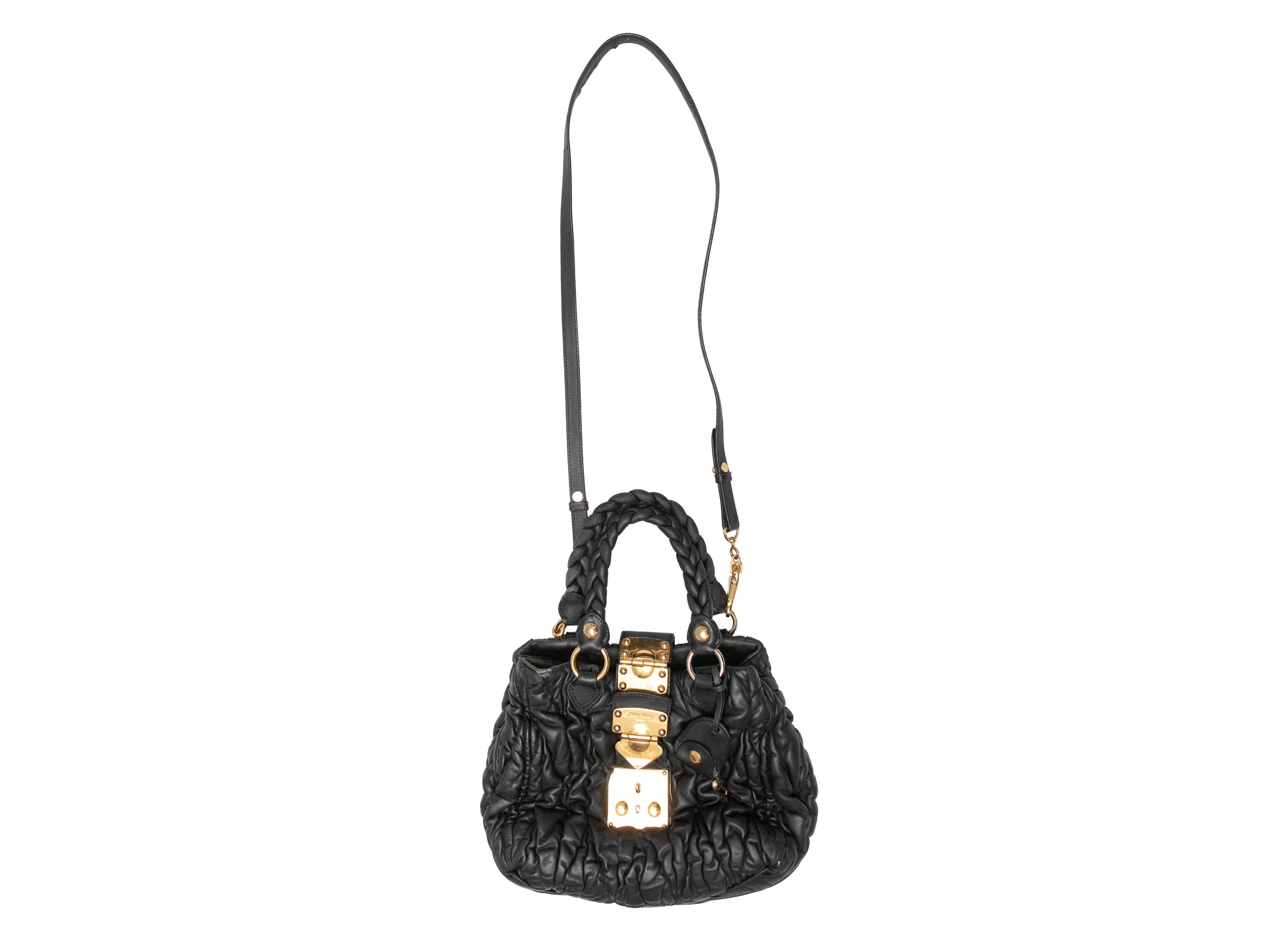 Black Miu Miu Crinkle Leather Crossbody Bag For Sale 6