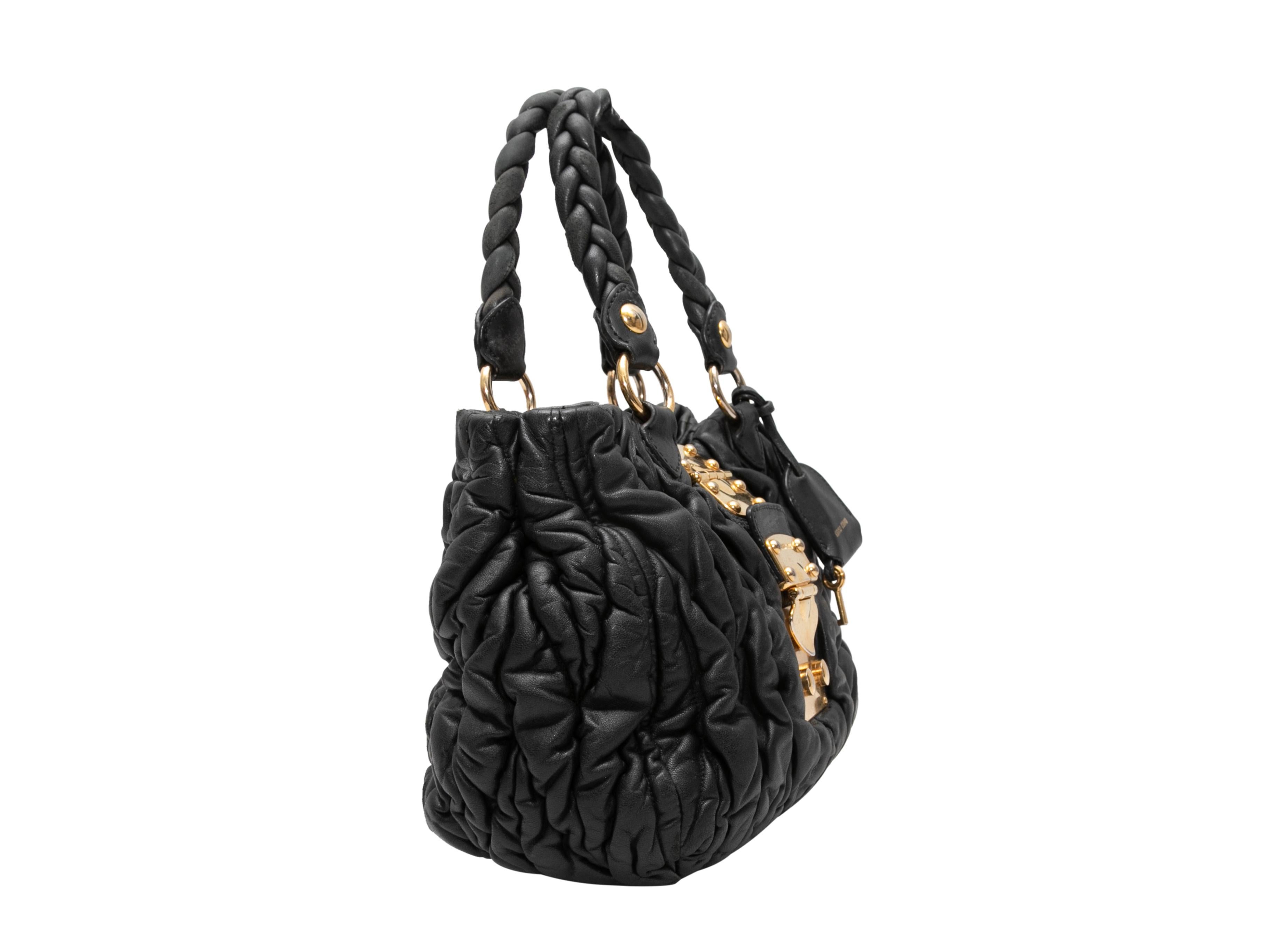 Black Miu Miu Crinkle Leather Crossbody Bag For Sale 2
