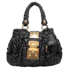 Black Miu Miu Crinkle Leather Crossbody Bag
