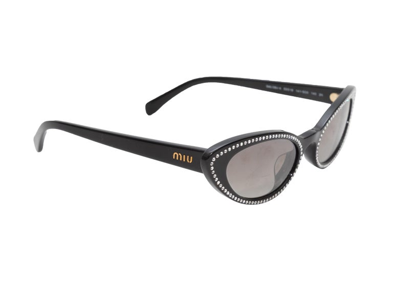 ✨ Miu Miu Black Cat-Eye Sunglasses with Crystal Accents ✨ Miu Miu - Miu Miu Logo Sunglasses - Cat Eye - Black Crystal  main image 4