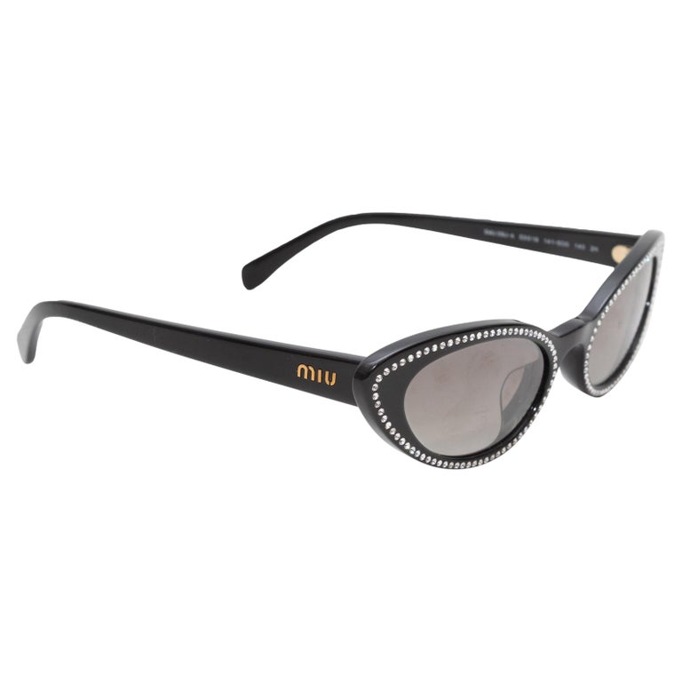 Miu Miu Black Cat-Eye Sunglasses with Crystal Trim MIU MIU RASOIR 02Q Rock Sunglasses Cat Eye Black Marble  main image 2