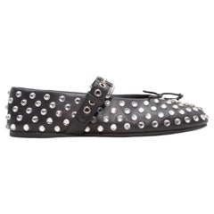 Black Miu Miu Crystal-Studded Mary Jane Ballet Flats