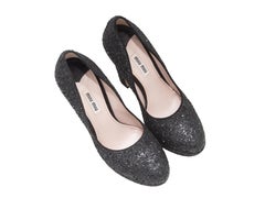 Black Miu Miu Platform Glitter Pumps