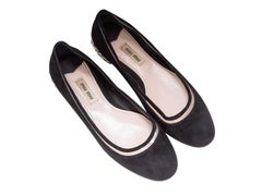 Black Miu Miu Suede Crystal-Embellished Ballet Flats
