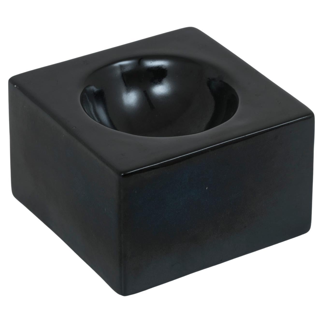 Black Model 444 Ceramic Bowl or Ashtray by Ettore Sottsass for Il Sestante 1960s