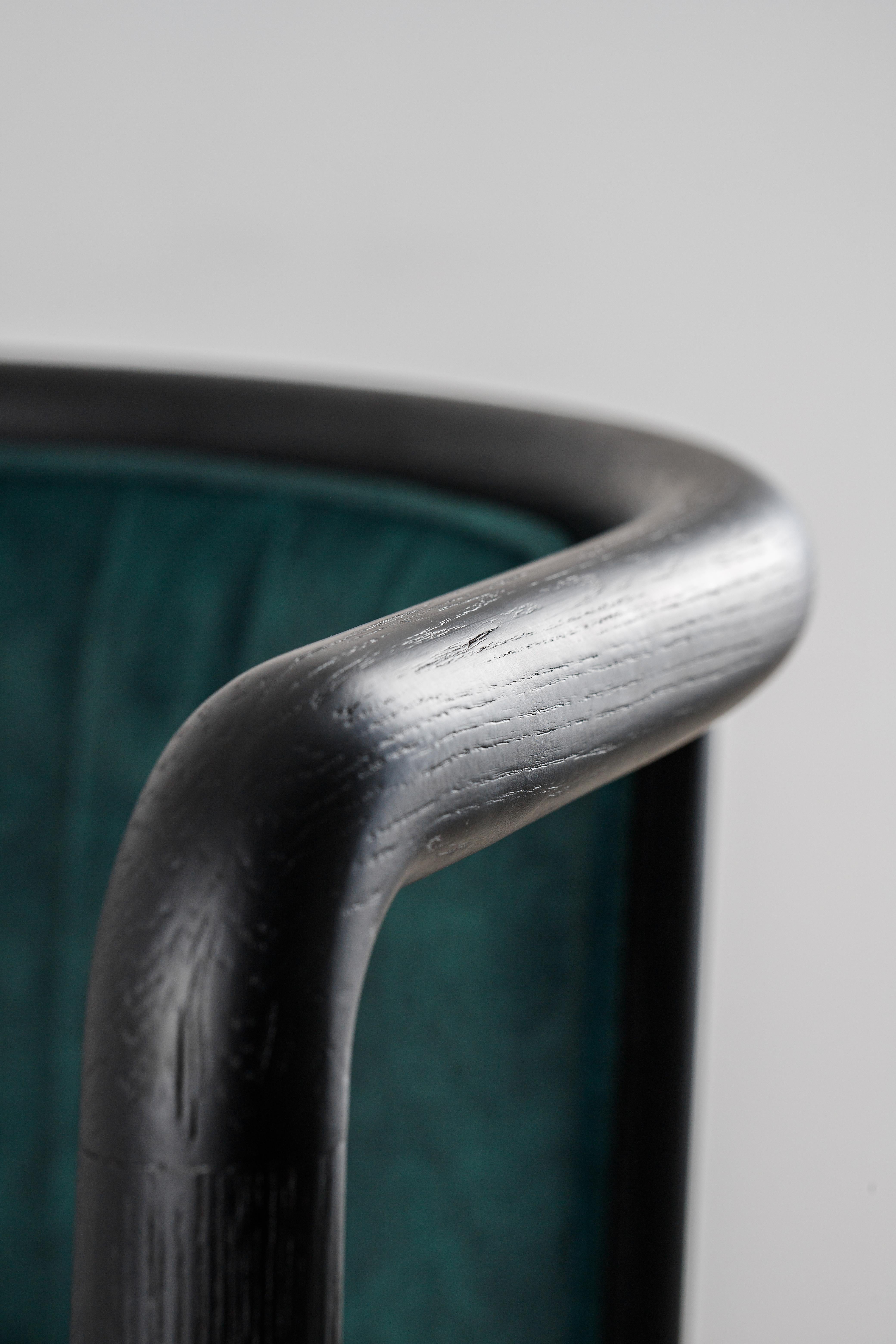 Contemporary Black Modern Alton Solid Wood Dining Chair For Sale