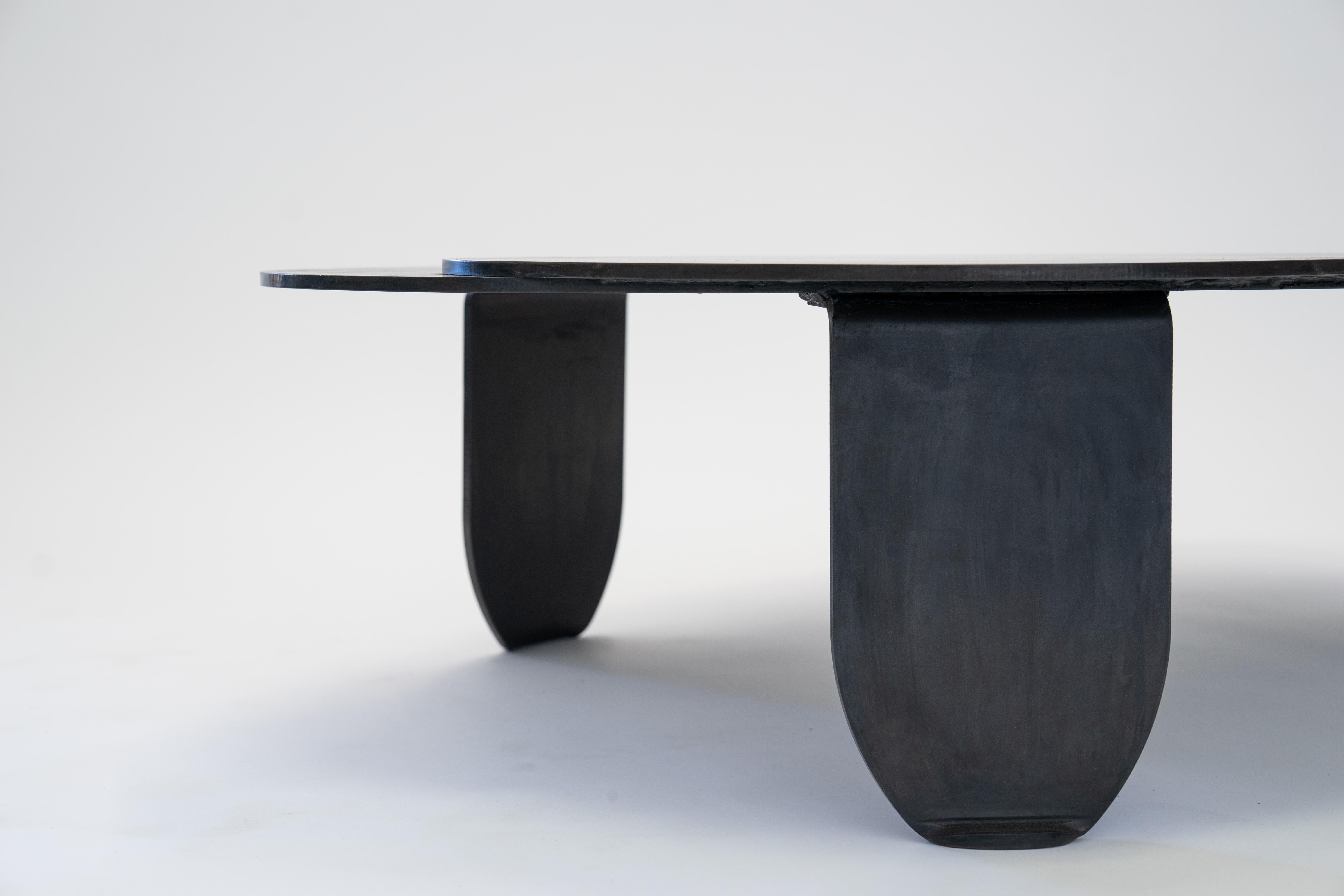 Circular/Organic Shape Coffee Table Black Modern/Contemporary Blackened Steel For Sale 3