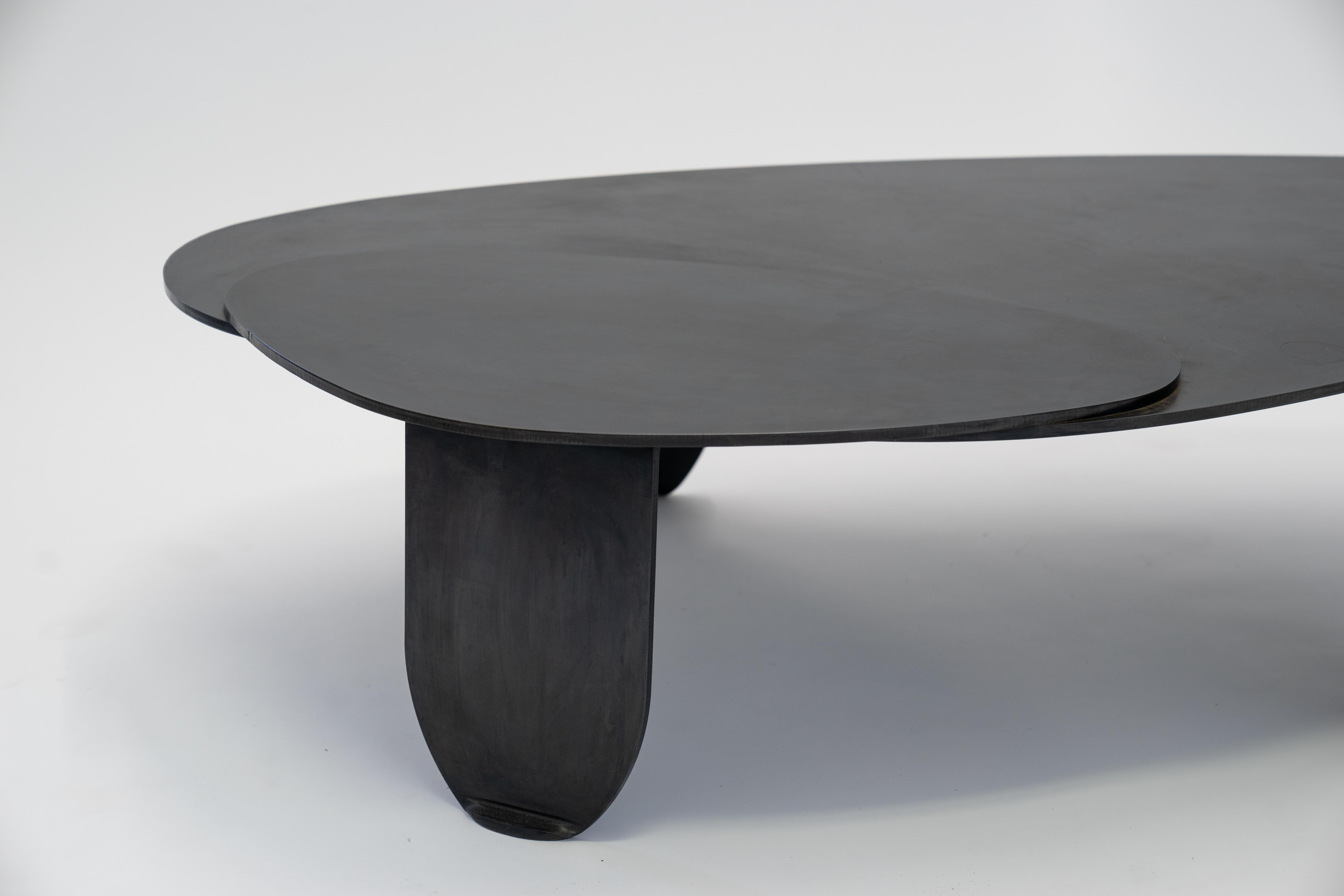 Circular/Organic Shape Coffee Table Black Modern/Contemporary Blackened Steel For Sale 5