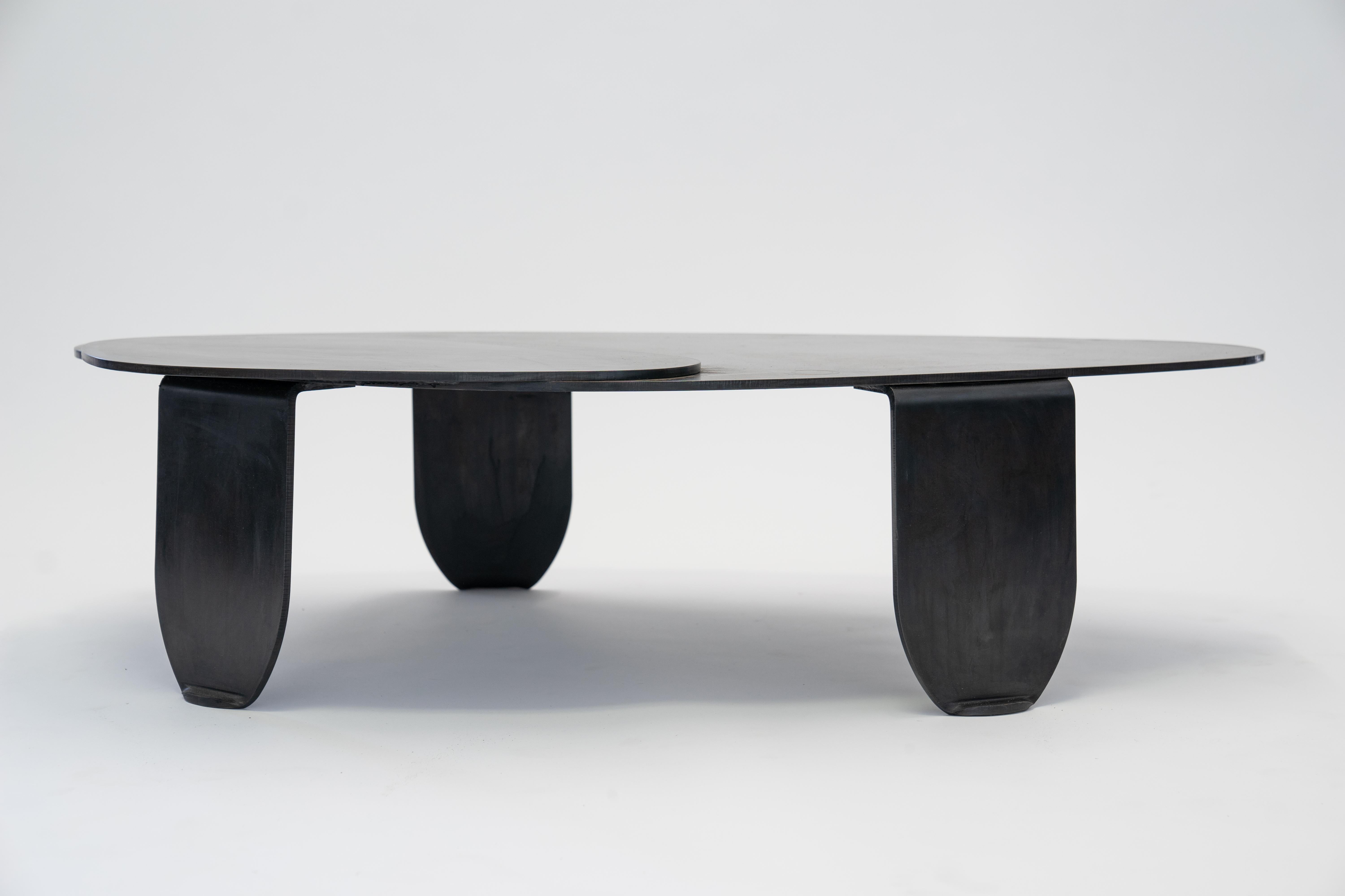 Circular/Organic Shape Coffee Table Black Modern/Contemporary Blackened Steel For Sale 6