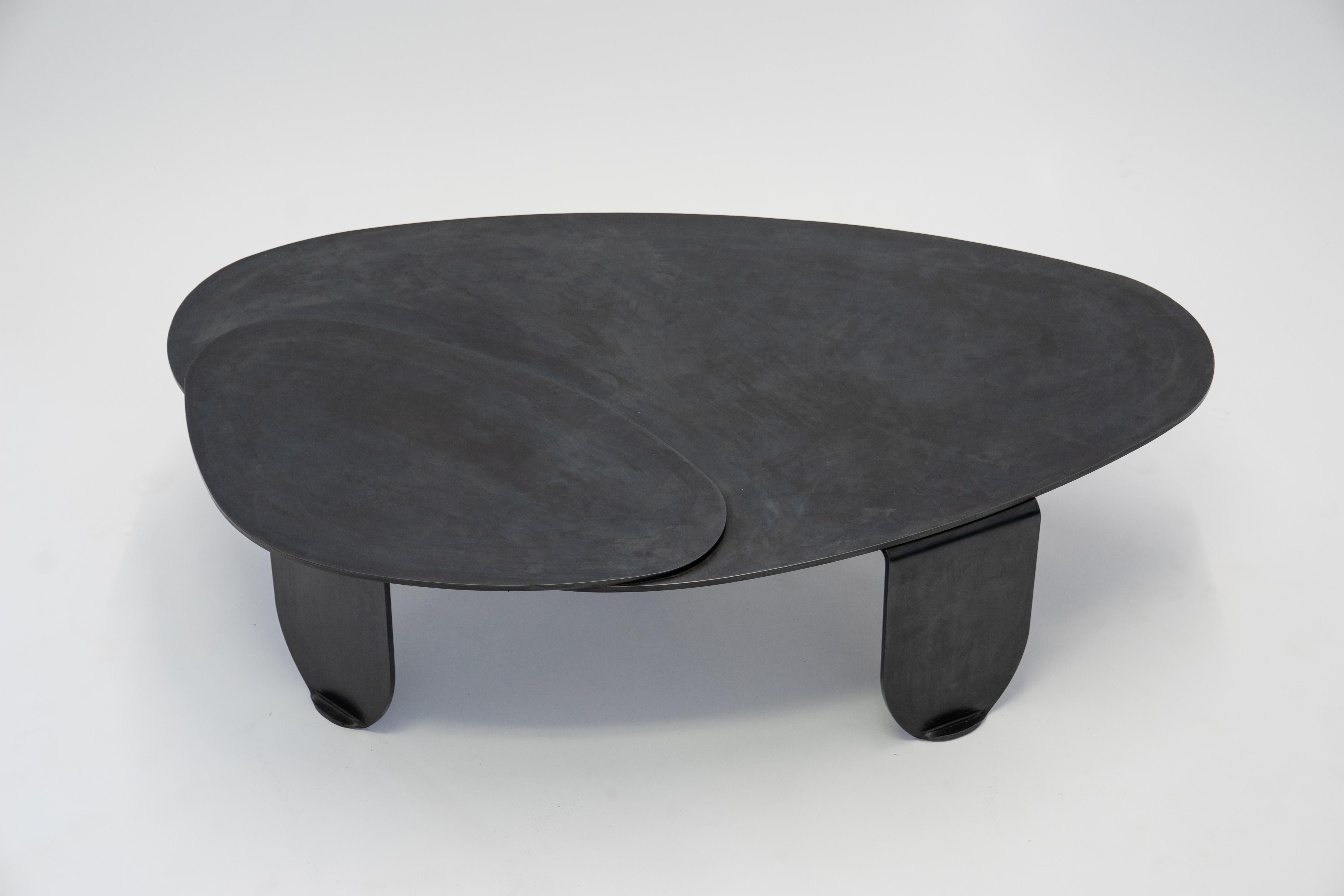 Circular/Organic Shape Coffee Table Black Modern/Contemporary Blackened Steel For Sale 8