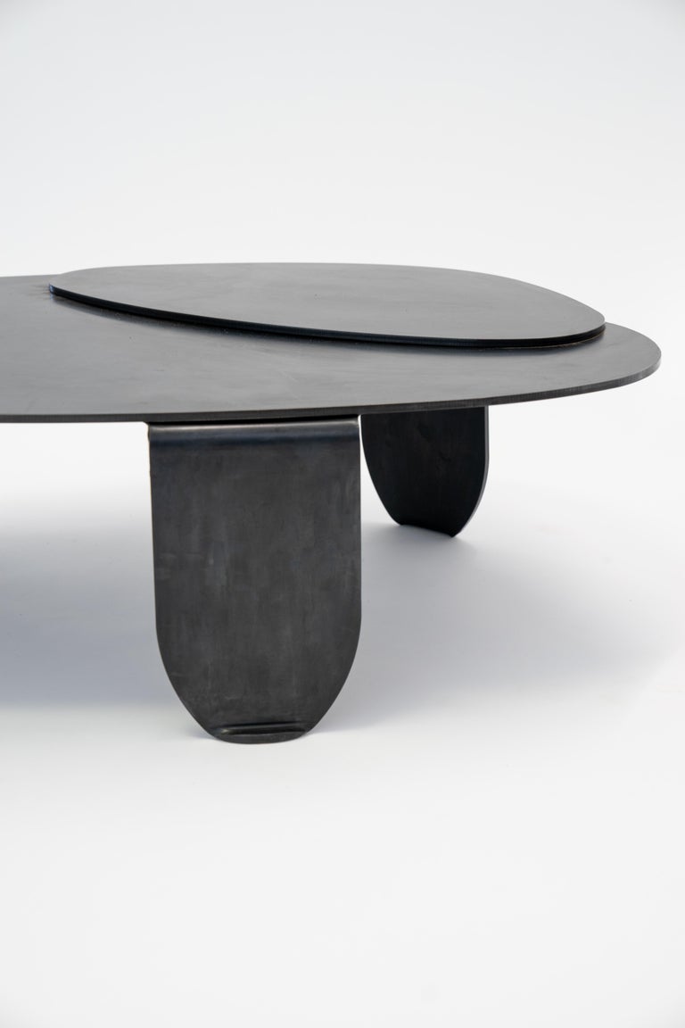 Black Modern Contemporary Blackened Steel Circular Organic Shape Coffee Table For Sale At 1stdibs